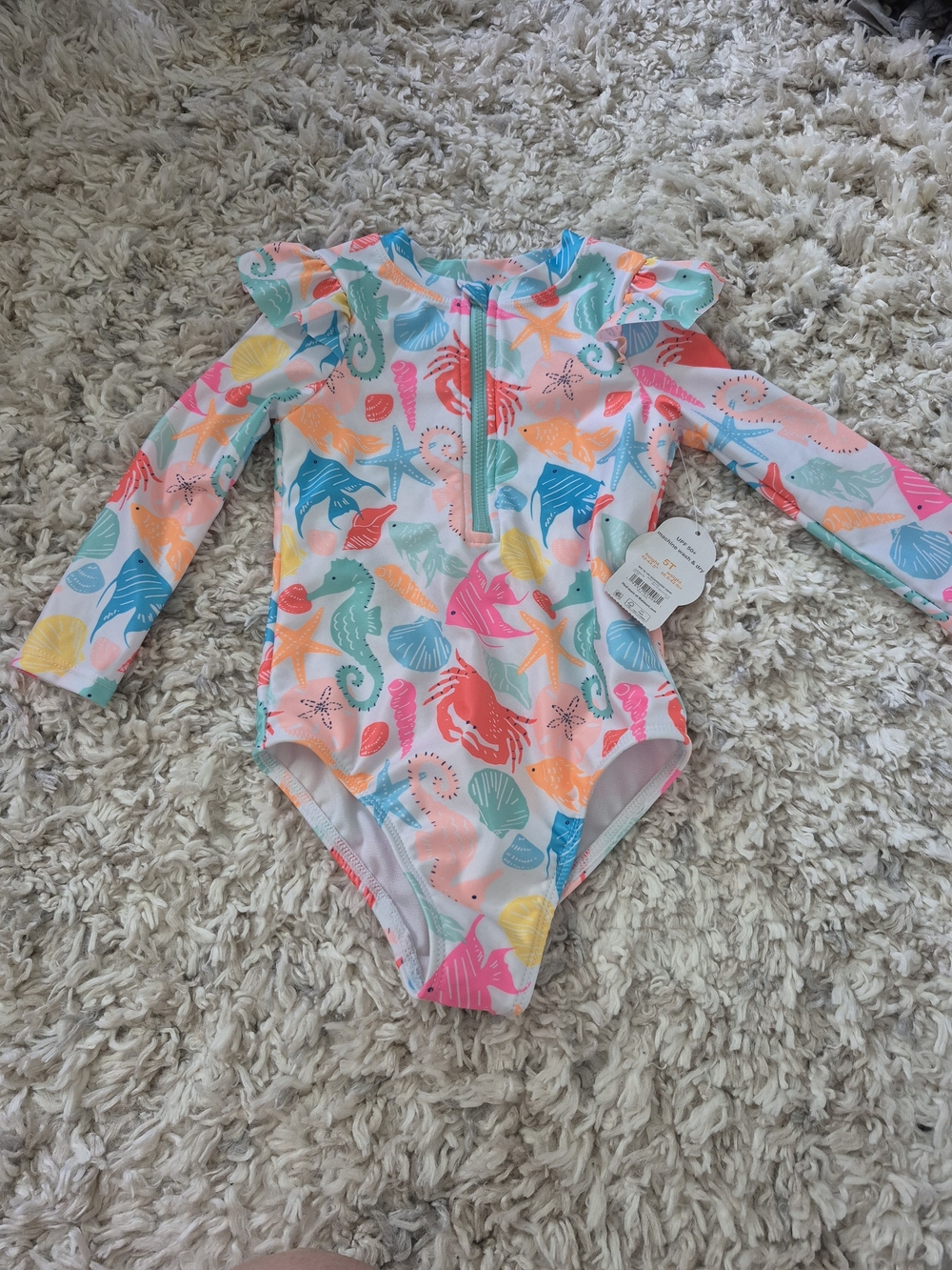 wonder nation White Top with Mint and Coral Trim